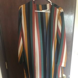 Striped long cardigan